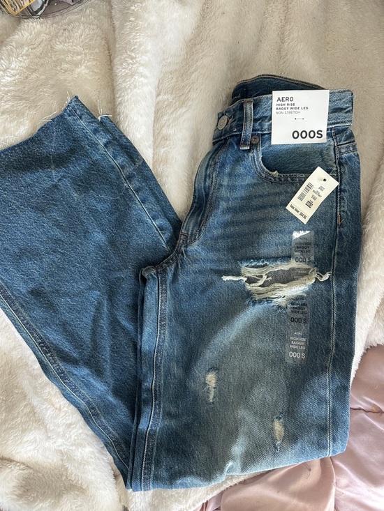Aeropostale Denim - Women’s Distressed High Rise Wide Leg Jeans - Blue